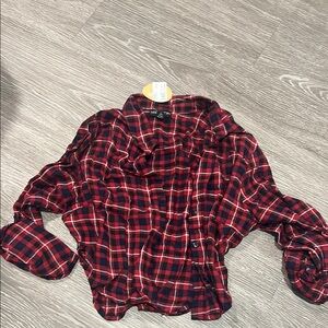Red and Black Plaid Button-Up Shirt